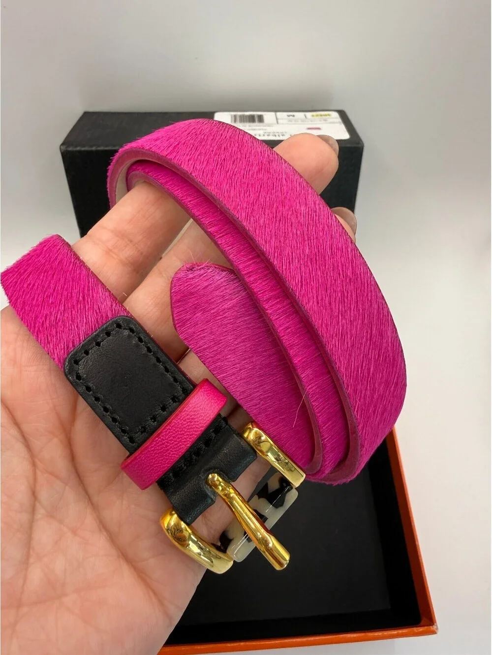 Royal Albartross London Foxtrot Pink Faux Fur Luxury Golf Belt, Medium,Brand New